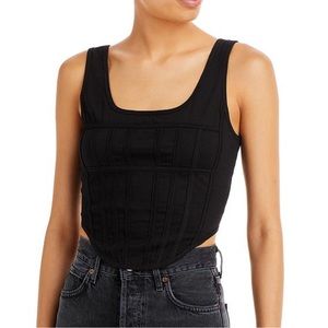 NWT FORE Corset Tank Top Black Zip Back Small S